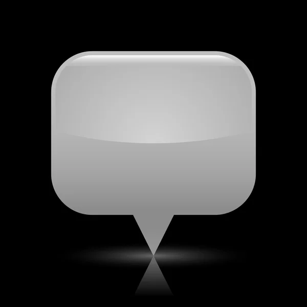 Icône web de bouton de broche de carte vide en verre gris. Forme rectangulaire arrondie avec ombre brillante et réflexion des couleurs sur fond noir. Cette illustration vectorielle enregistrée dans le fichier eps 8 — Image vectorielle