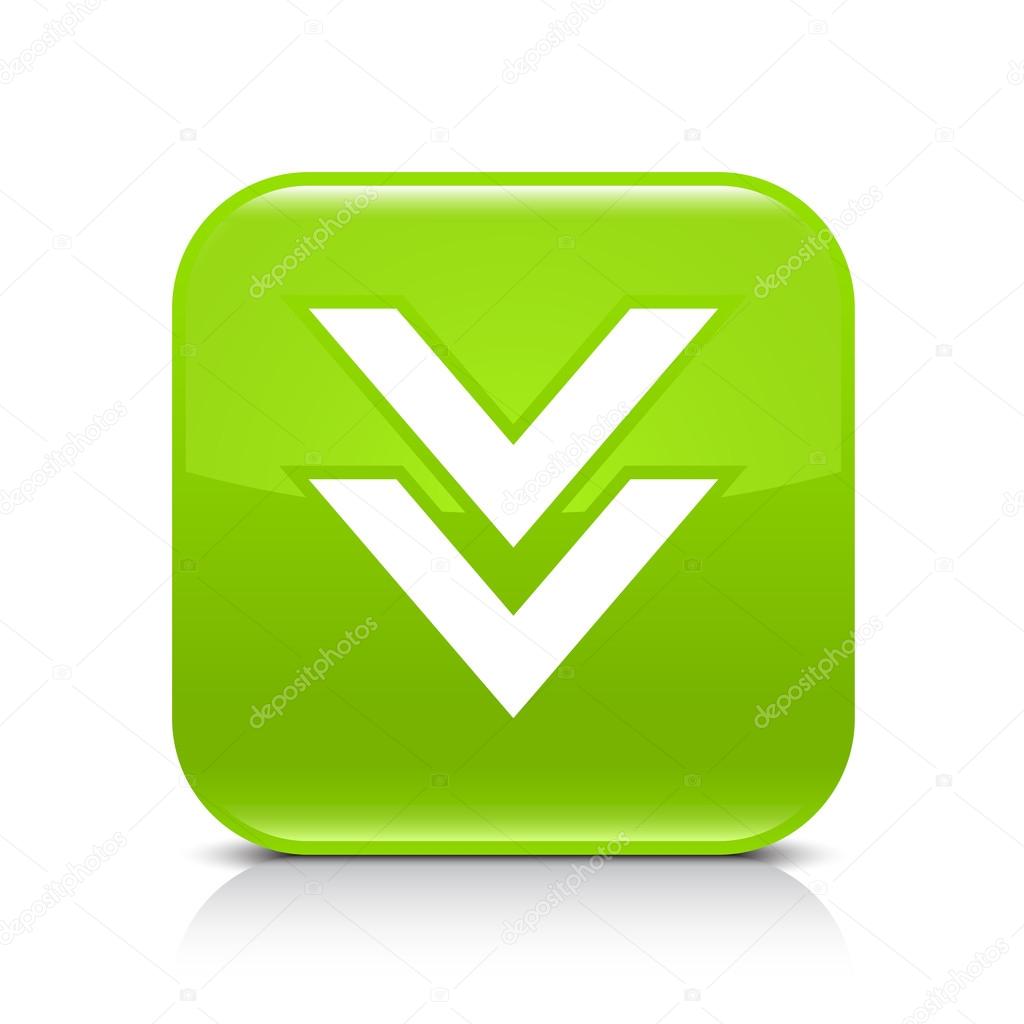 Green glossy web button with arrow download sign