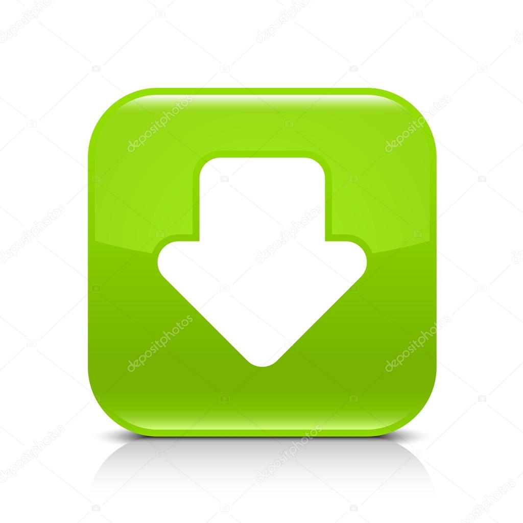Green glossy web button with arrow download sign