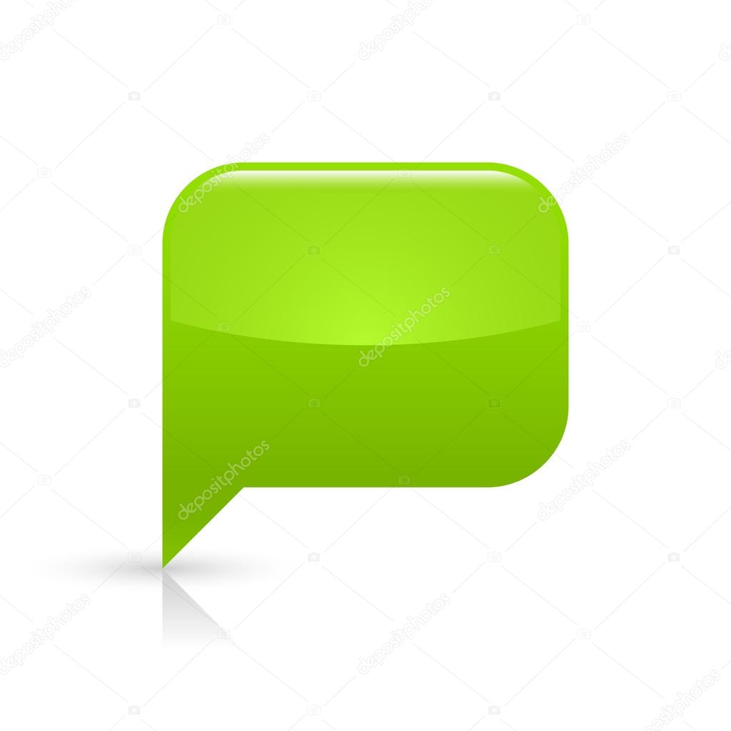 Green glassy empty speech bubble web button icon