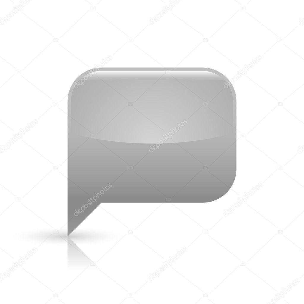 Gray glassy empty speech bubble web button icon
