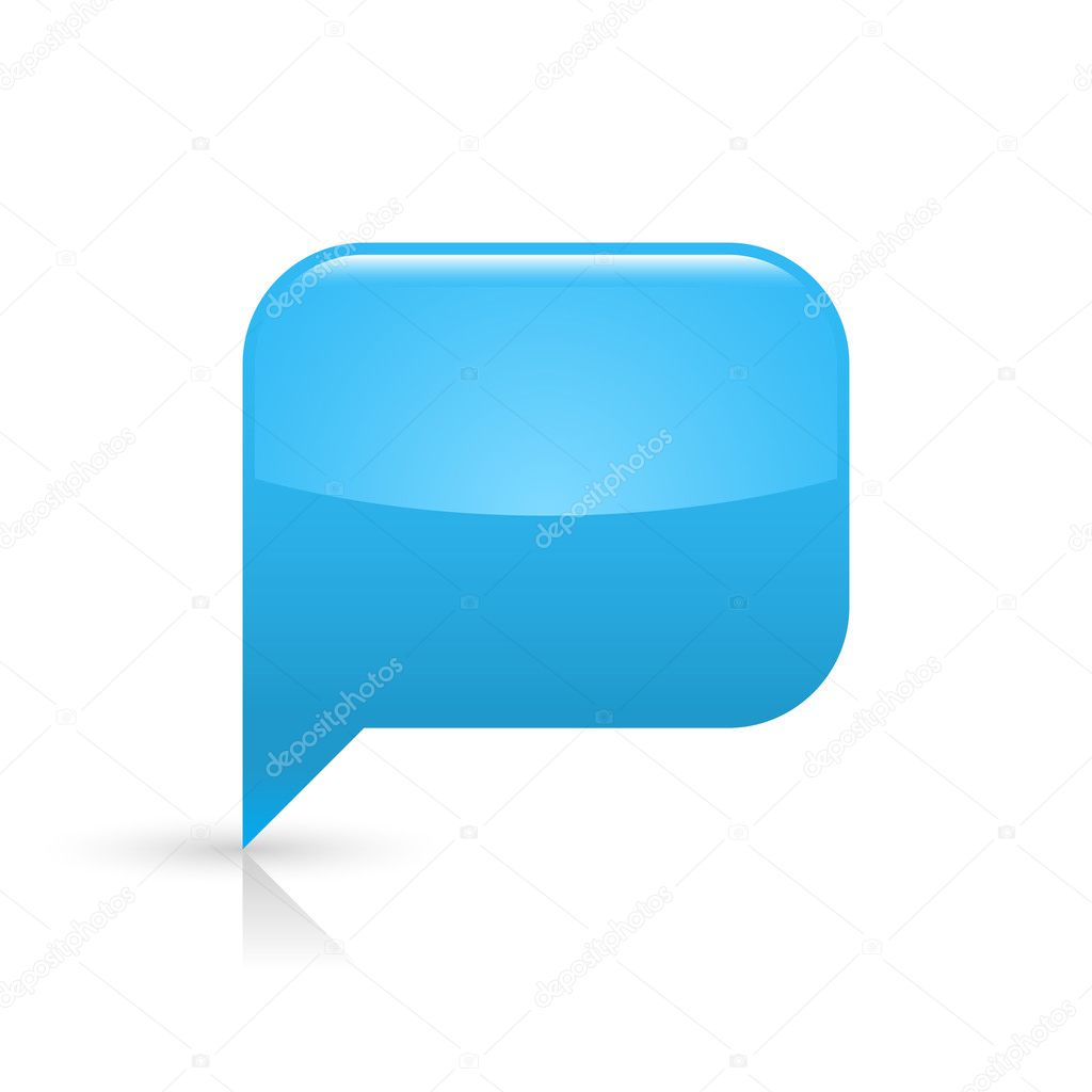 Blue glassy empty speech bubble web button icon