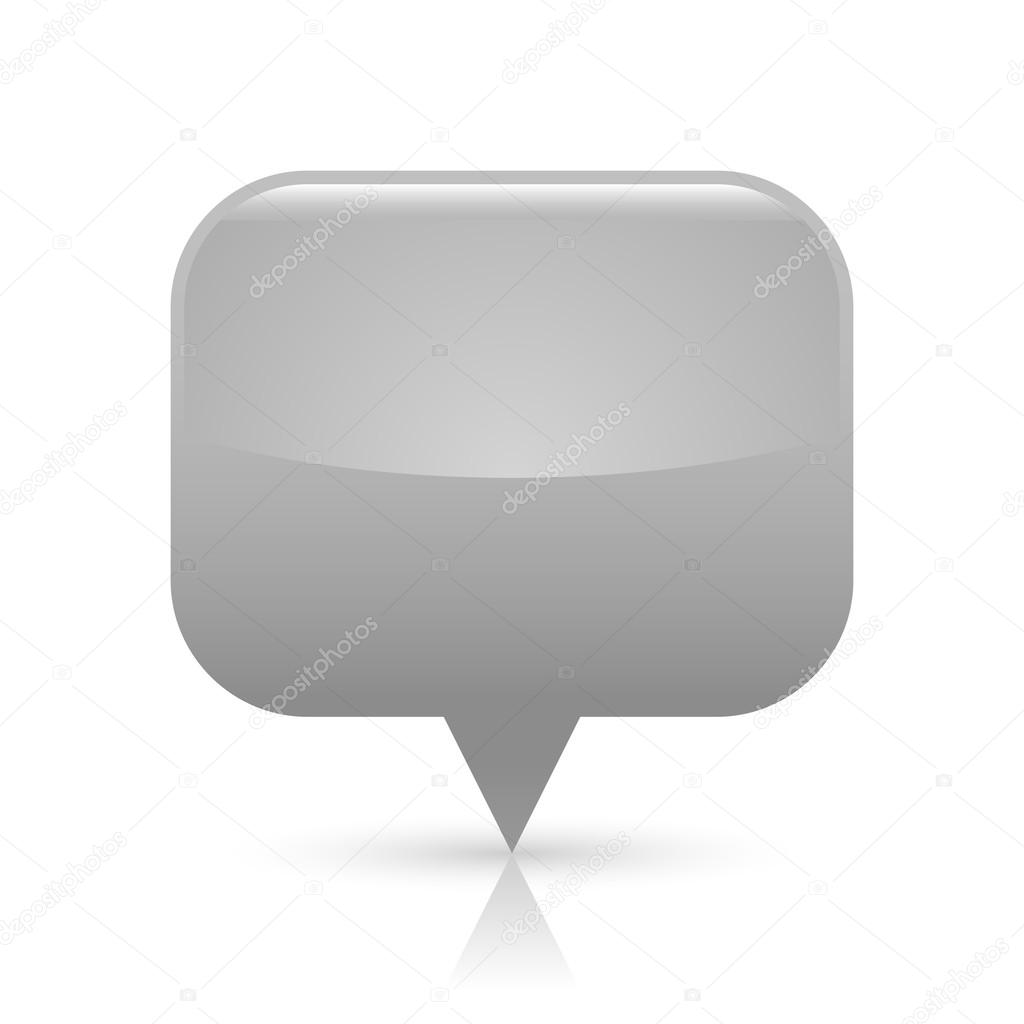 Gray glossy blank map pin icon web button. Rounded rectangle shape with gray shadow and reflection on white background. This vector illustration saved in 8 eps