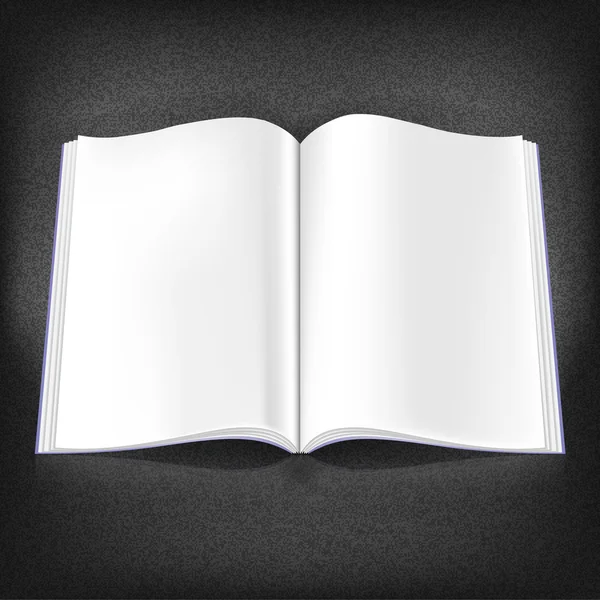 siyah zemin üzerine beyaz boş dergi yayılır. yansıması ile günlük boş sayfaları. EPS 10 dosyası kaydedildiğinde bu vektör çizim.