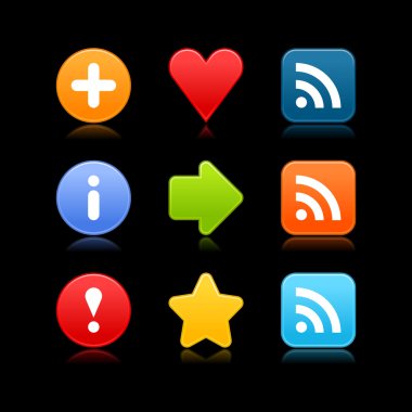 düz renk web 2.0 Internet düğme yansıması ile siyah arka plan üzerinde ayarlayın.