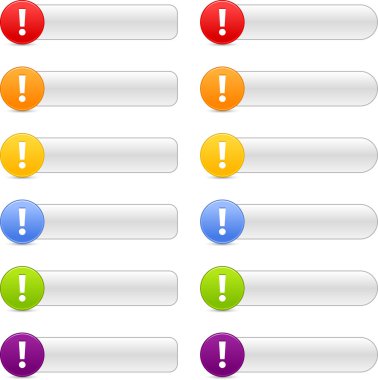 12 düğme dikkat işareti web 2.0 gezinme panelleri ile gölge beyaz renkli.