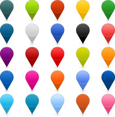 25 pin simgesi web 2.0 düğmelerini eşleme. gölge beyaz renkli satined yuvarlak şekiller