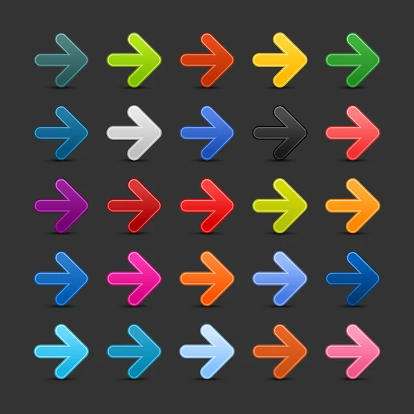 25 simple flèche icône web 2.0 bouton avec ombre sur fond gris — Image vectorielle