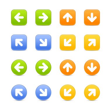 Web button renkli oklar üzerinde beyaz set