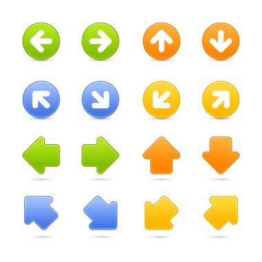 Web button renkli oklar üzerinde beyaz set