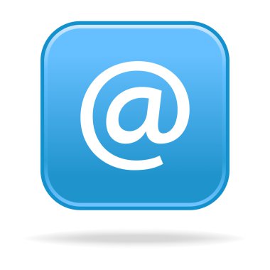 arroba sembol ve yansıma yuvarlak mavi kareler düğmeleriyle keçeleşmiş