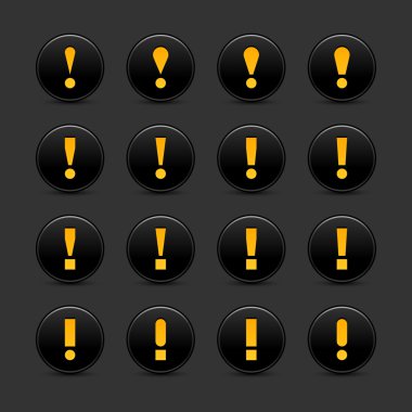 16 siyah web 2.0 düğme uyarı dikkat işareti ünlem işareti.