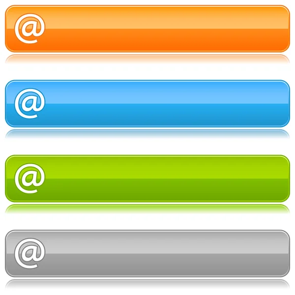 At sign web 2.0 navigation panel. Colored glossy internet buttons with shadow on white background — Stock Vector