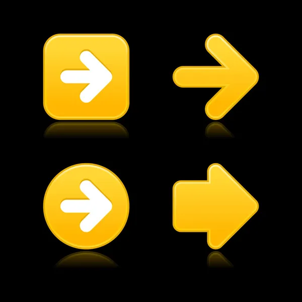 缎面光滑黄色箭头标志 web 2.0 按钮具有灰色背景阴影 — 图库矢量图片