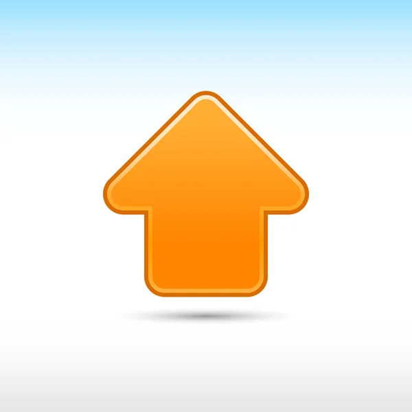 Oranje web 2.0 knop pijlpictogram omhoog ondertekenen met schaduw op witte achtergrond — Stockvector