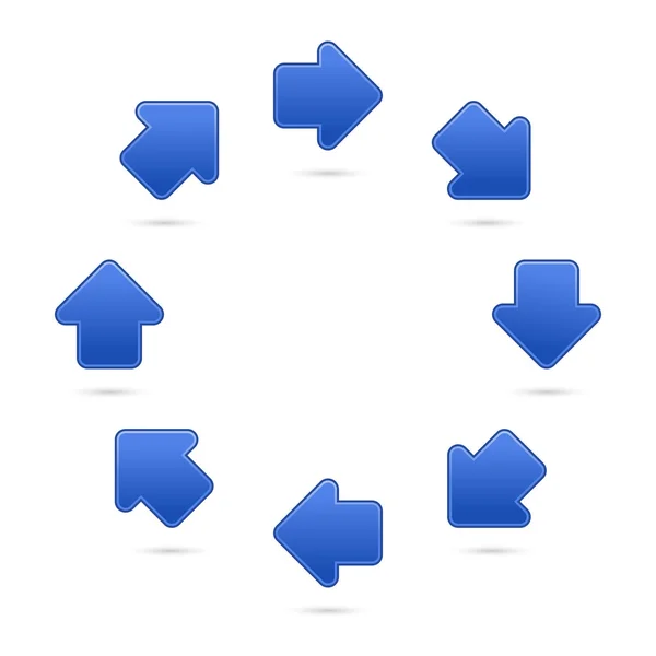 コバルト矢印記号 web 2.0 インターネット ボタン。白い背景の上の影付きクォーツウォッチの色の図形 — ストックベクタ