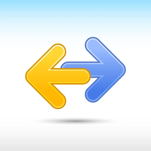 Blauwe en gele pijl pictogram web 2.0 knop herladen ondertekenen met grijze schaduw op witte — Stockvector