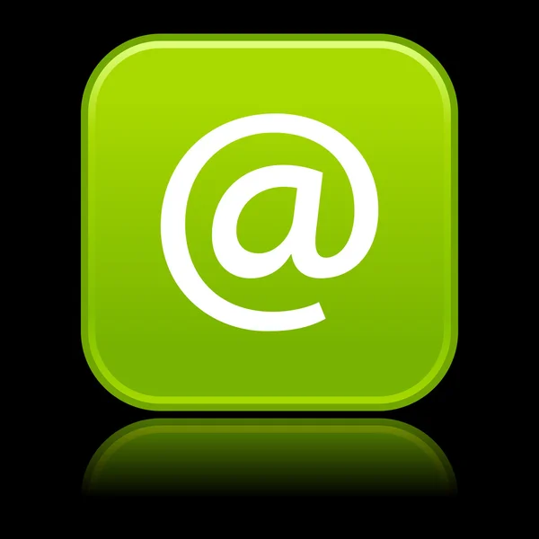 つや消し arrobase シンボルと反射黒と緑の丸みを帯びた正方形ボタン — ストックベクタ