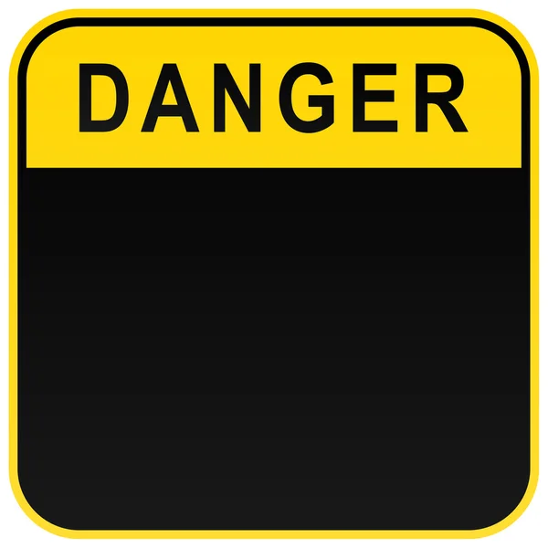 Señal de advertencia en blanco de peligro negro en blanco — Vector de stock