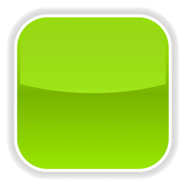 Pulsante web 2.0 bianco lucido verde con ombra grigia su sfondo bianco — Vettoriale Stock