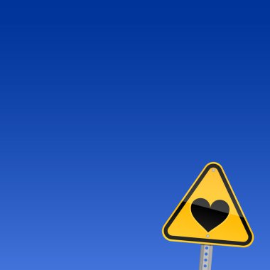 küçük sarı yolu tehlike uyarı işareti kalp simgesi olan