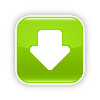 yeşil parlak web 2.0 düğme download ok işareti ile. Yuvarlatılmış Kare sticker beyaz gölge ile. 10 eps