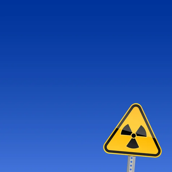 Small yellow road warning sign with radiation symbol — Stock Vector