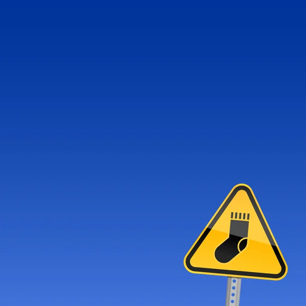 Kleine gele weg waarschuwing teken met sok symbool — Stockvector