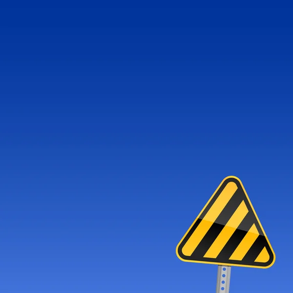 Small yellow road warning sign with warning stripes symbol — Stock Vector