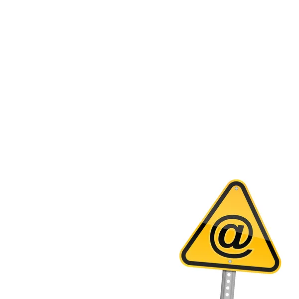 Malé žluté silnici varovný signál s komerční at symbolu — Stockový vektor