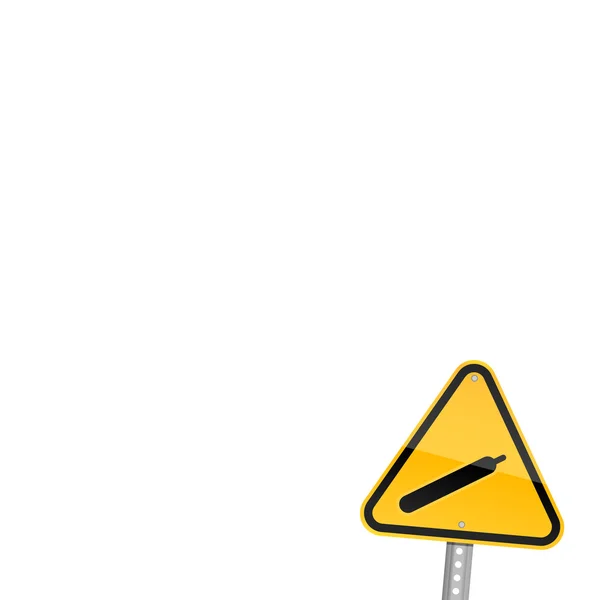 Маленький желтый дорожный знак предупреждения опасности с символом газа — стоковый вектор