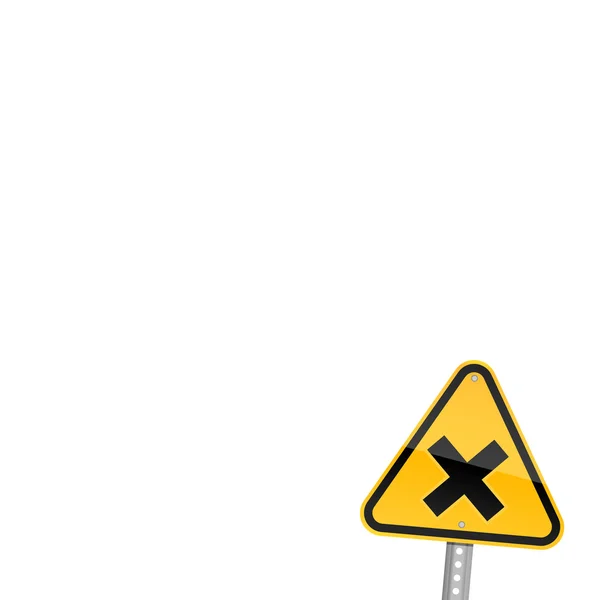 Lilla gula vägen varningsskylt med högspänning symbol — 图库矢量图片