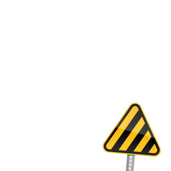 Small yellow road warning sign with warning stripes symbol — Stock Vector