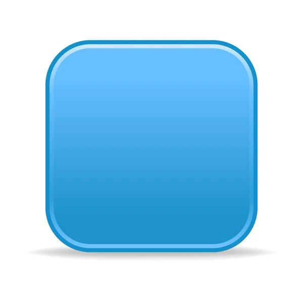 侧面用灰色反射在白色背景上的蓝色缎面空白圆角的正方形按钮 — 图库矢量图片