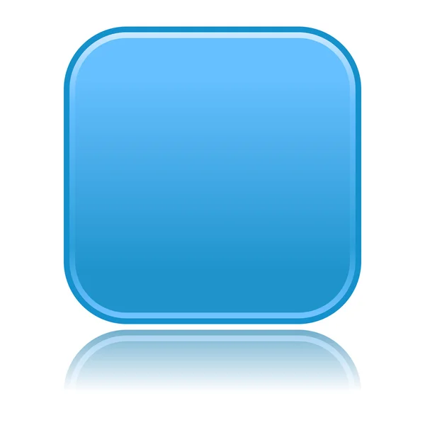 Matné Modré saténové prázdné zaoblené čtverečky tlačítka s vržený stín na bílém pozadí — Stockový vektor