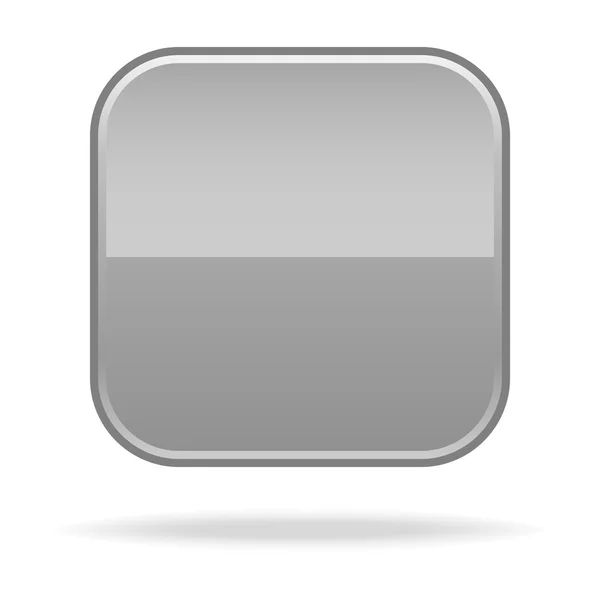 Tlačítka šedá lesklá prázdné zaoblené čtverečky s šedými reflexe na bílém pozadí — Stockový vektor