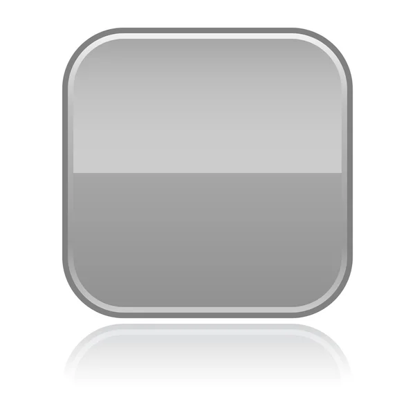 用灰色反射在白色背景上的灰色光泽空白圆角的方块按钮 — 图库矢量图片