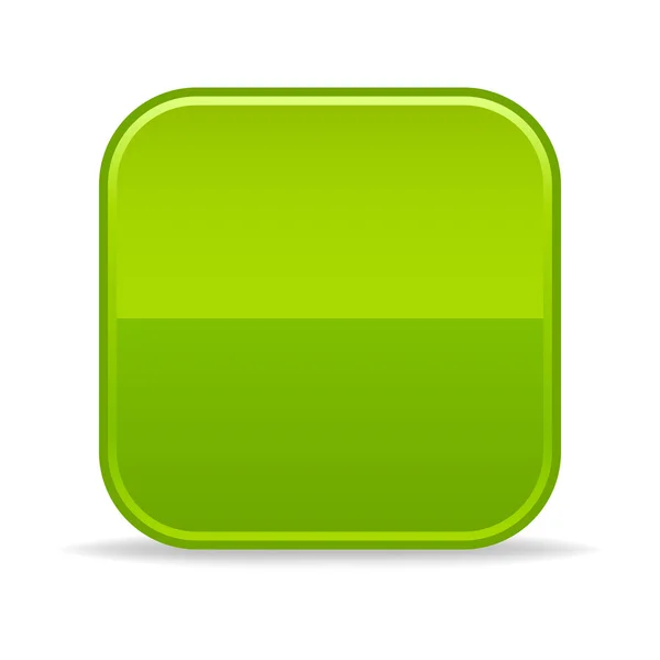 Зеленый глянцевый пустой округлые квадраты кнопки с тенью падения на белом фоне — стоковый вектор