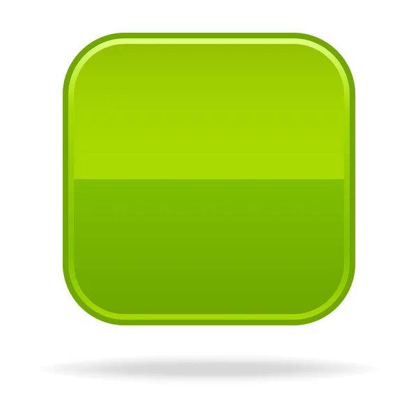 Verde brilhante em branco quadrados arredondados botões com sombra no fundo branco — Vetor de Stock