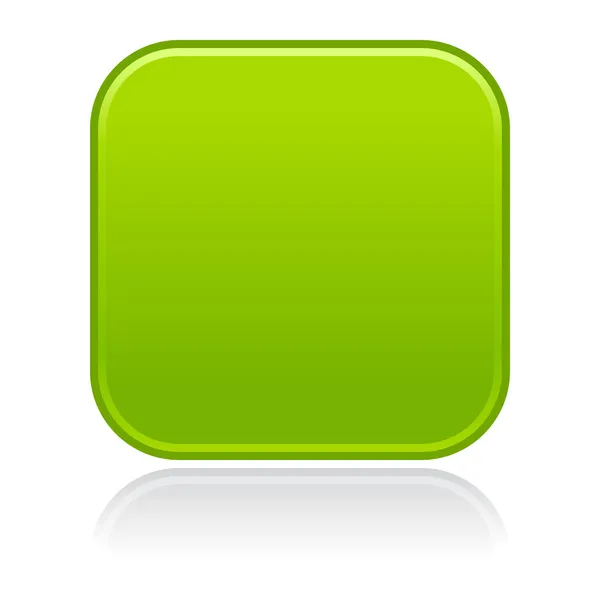 Groene glanzende leeg internet knop. afgerond vierkant pictogram met zwarte schaduw en grijze reflectie op witte achtergrond. Deze vectorillustratie gemaakt en opgeslagen in 8 eps — Stockvector