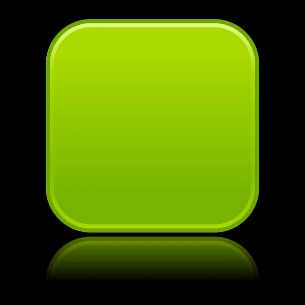 Verde brillante web 2.0 botón en blanco con reflexión de color sobre fondo negro — Archivo Imágenes Vectoriales