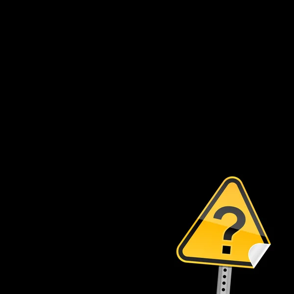 Sinal de aviso de estrada amarelo com símbolo de ponto de interrogação — Vetor de Stock