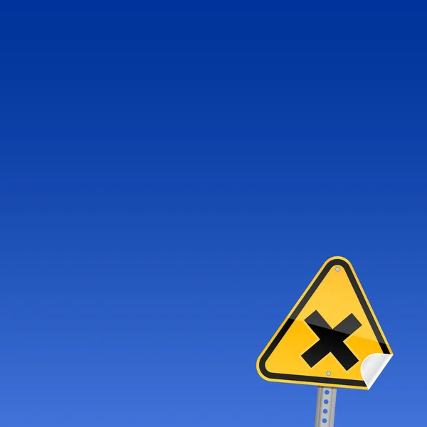 Pequeno sinal de aviso de perigo rodoviário amarelo com símbolo irritante — Vetor de Stock