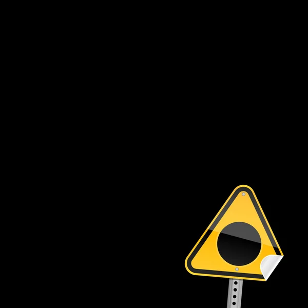 Señal de advertencia de camino amarillo con símbolo de agujero negro — Vector de stock