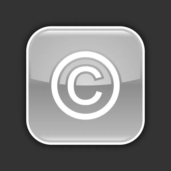Graues Hochglanz-Web-2.0-Symbol mit Urheberrechtszeichen. abgerundete quadratische Taste mit Schatten auf grau. 10 Folgen — Stockvektor