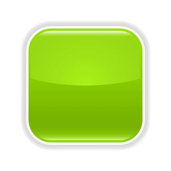 Зеленый блеск кнопки web 2.0 с тенью на белом фоне — стоковый вектор