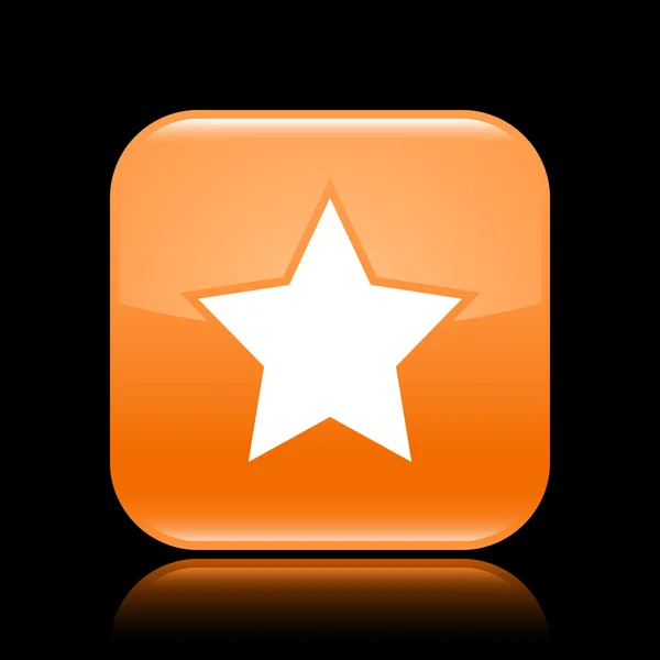 Bouton web 2.0 brillant orange avec signe étoile. Forme carrée arrondie avec réflexion sur fond noir — Image vectorielle