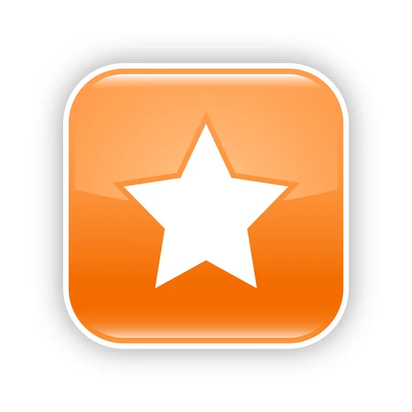 Оранжево-голубая веб-кнопка со звездочкой. Иконка округлой квадратной формы с тенью и отражением на белом фоне. Эта векторная иллюстрация создана и сохранена в 8 eps — стоковый вектор