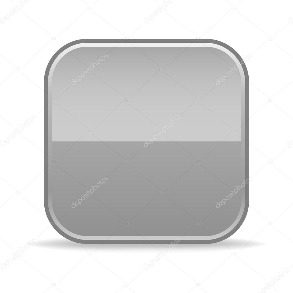 Gray glossy blank rounded squares buttons with gray reflection on white background