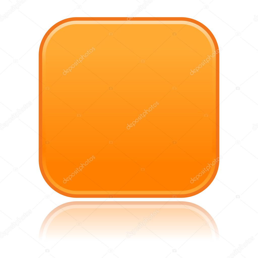Orange glossy blank web 2.0 button with gray shadow on white background